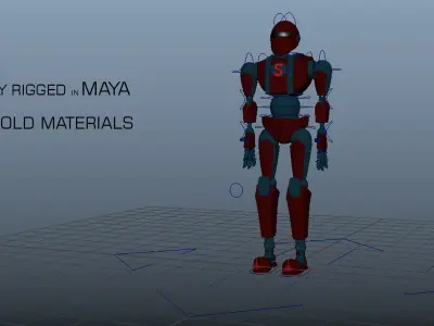 SIMPLE ROBOT CHARACTER RIGGED  Low-poly 3D model