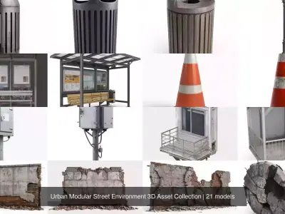 Urban Modular Street Environment 3D Asset Collection 3D Model Pack