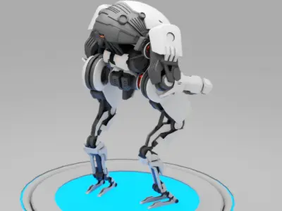 sci-fi combat  android  rigged - animated character 3D model