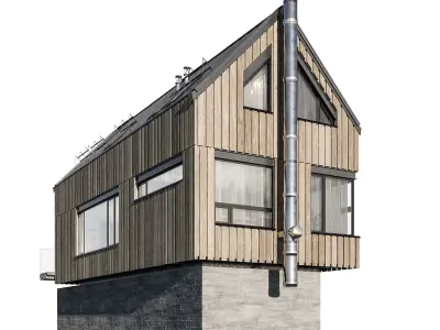 Modern house 07 at night 3D model