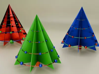 3D triangle Christmas trees 3D model