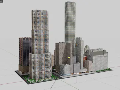 City Downtown Skyscraper Low-poly 3D model