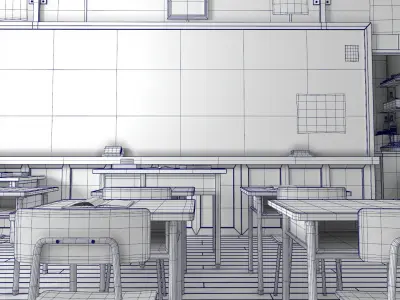 Old Chinese Classroom 3D model