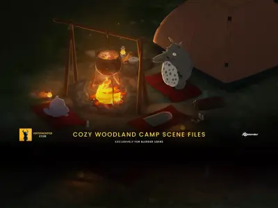 Cozy Woodland Camp 3D Scene 3D model