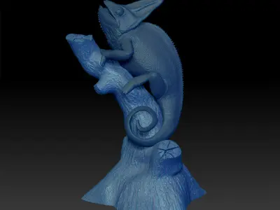 Chameleon Calyptratus Modell Tree-Highpolygon 3D model fullsize 3D print model