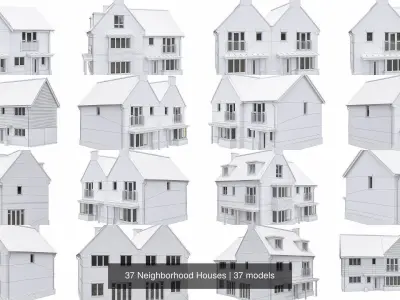 37 Neighborhood Houses 3D Model Pack