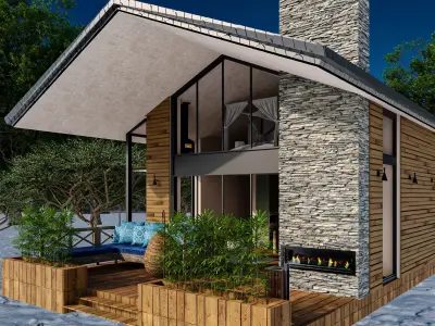 Tiny House Living 3D Model with Interior Nature Inspired Design 3D model