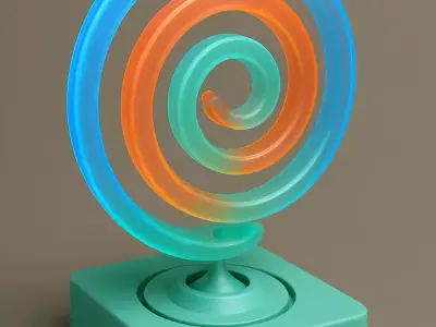 Abstract Neon Spiral Sculpture 3D model