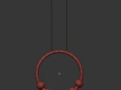 ACCESS pendant light with beads hanging from gold chain 3D model