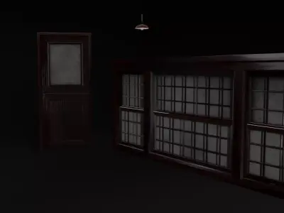School Door and Window Low-poly 3D model