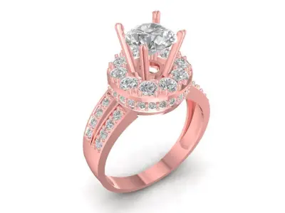 Luxury Double Halo Diamond Engagement Ring  1010 3D print model