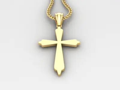 Light Gold 18K Cross Pendant 1CP003 3D print model