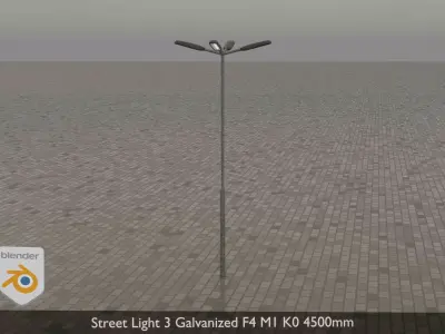 Street Light 3 Galvanized F4 M1 K0 4500mm Low-poly 3D model
