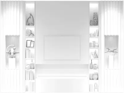 Wall with TV and decor 3D model