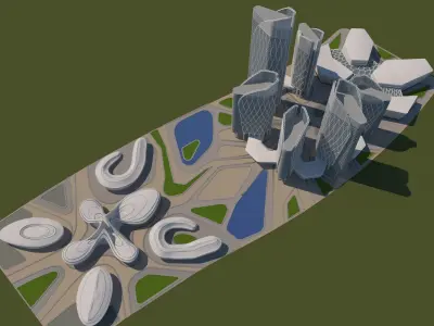 Building futuristic city 3D model