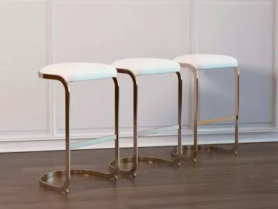 Chrome Cantilevered Bar Stool 3D model