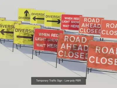 A comprehensive collection of UK traffic signs - Low poly PBR 3D Model Pack