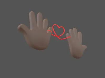 Hand with Red Line Icon v1 005 Low-poly 3D model