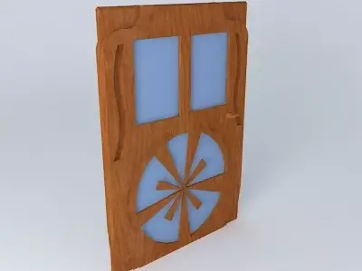 cool door design with windows  Free 3D model