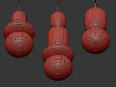 pebbles three glass pendant lights hanging 3D model