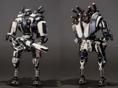 Etasphera17 robot holding gun Low-poly 3D model