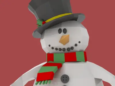 Xmas Snowman Puppet Low-poly 3D model