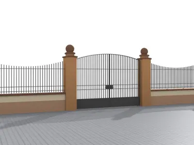 Modular fences straight and curved 3D model