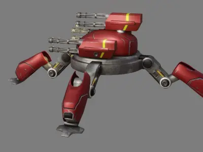 Sci Fi Quad Bot - Low Poly - Game Ready - PBR Low-poly 3D model buy