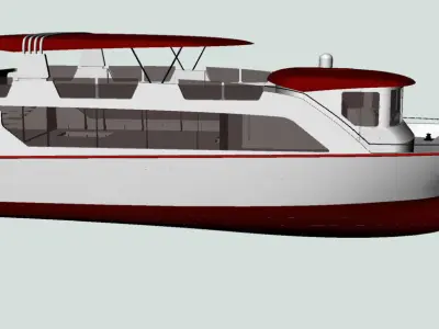 Catamaran pontoon boat 3D model