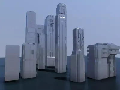 futuristic architecture set - 12 3D model