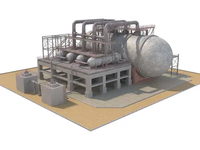 Industrial Silo 02 Low-poly 3D model