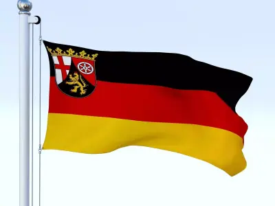 Animated Rhineland-Palatinate German State Flag Low-poly 3D model