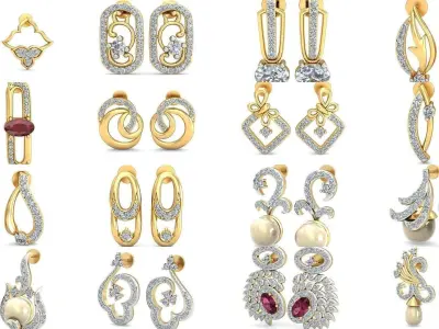 55 beautiful earrings  3D Model Pack