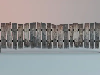 Wooden Fence And Deck And Crate Low-poly 3D model
