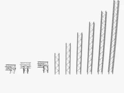 Light Duty Square Truss Collection - 9 PCS Modular 3D model