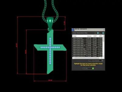 High Cross Pendant Light Gold 18K 4CP068 3D print model