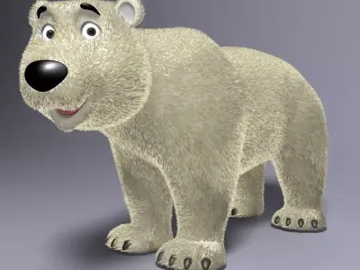 Cartoon Polar Bear Rigged Low-poly 3D model purchase