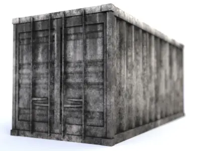 Game-Ready White Sea Container Low-poly 3D model