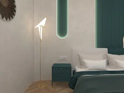 Boho style Bedroom Interior scene 3D model