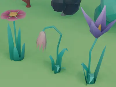 Low Poly Nature Set Low-poly 3D model