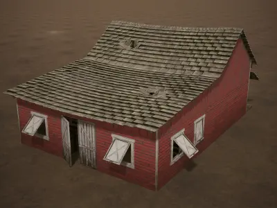 Barn Cattle Shed Farm Shelter Village Farmhouse 1 Low-poly 3D model