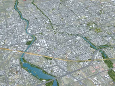 Weifang Shandong China 50km AI Low-poly 3D model