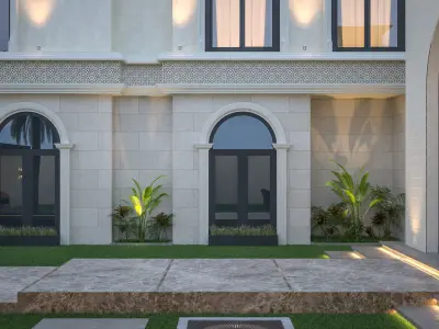 Elevation Front villa Low-poly 3D model