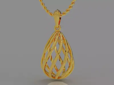 Elegant Teardrop Pendant with Spiral Woven Detail 3D print model