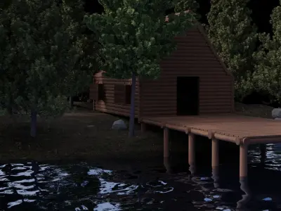 lake hut 3D model