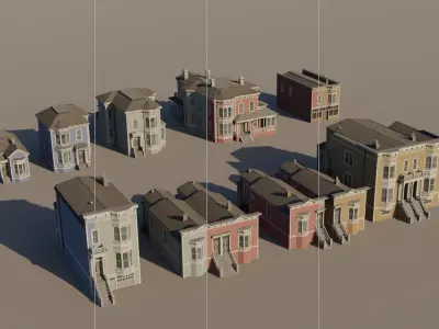 American Italianate Houses - Classic US Pack Low-poly 3D model