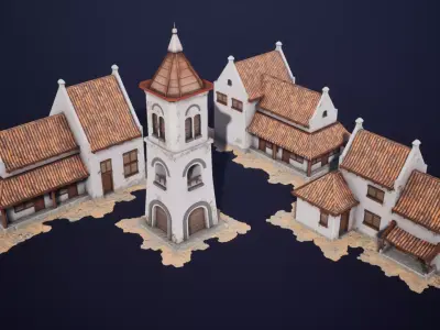 Old Batavia City Town Tavern Merchantile Static Meshes for Games Low-poly 3D model