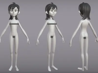  Male and female cartoon characters base mesh 