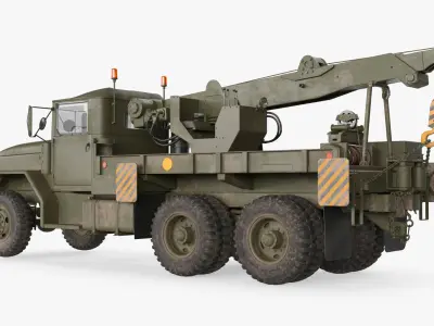  Army Wrecker Crane Truck Dirty Simplified 