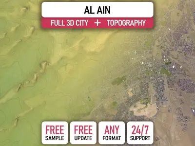 Al Ain - Topography Terrain 3D City 3D Model Pack